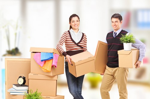 Packed student storage boxes ready for storage in Upminster
