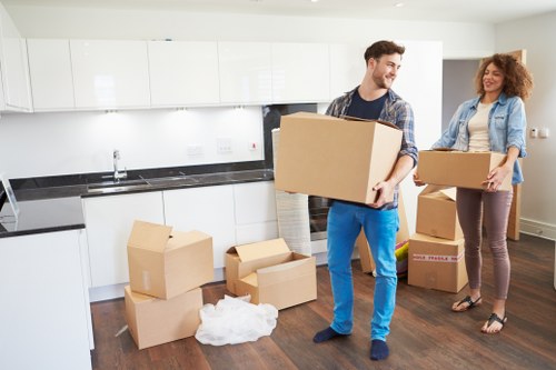 Boxes and furniture arranged in an Upminster storage unit