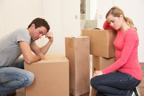 Organised storage boxes and furniture in an Upminster facility